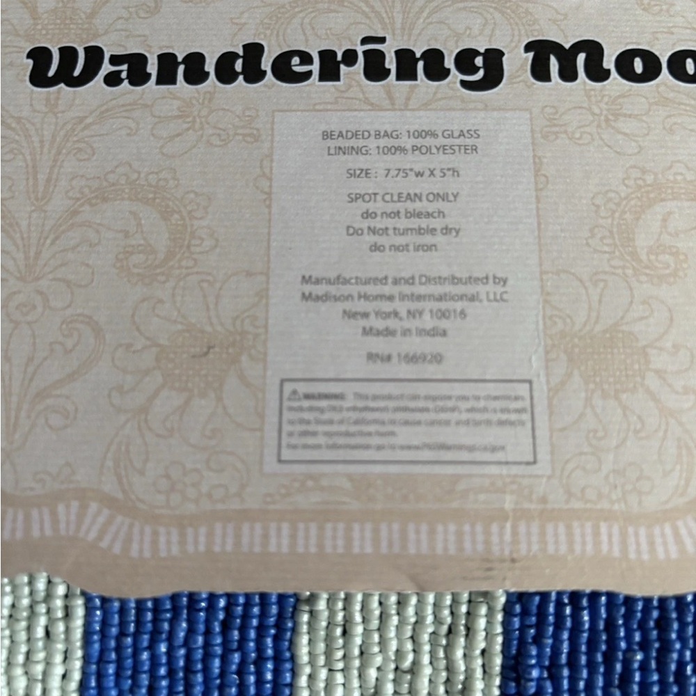 NWT Wandering Moon India Handmade Beaded Blue Cat Mom Travel Pouch Bag Viral - Picture 4 of 6